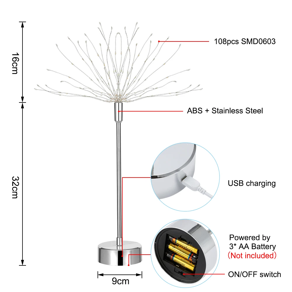 3X контроллер приложения Led Starburst свет фейерверк гирлянда свет ночник настольная декорационная лампа батарея USB перезаряжаемая