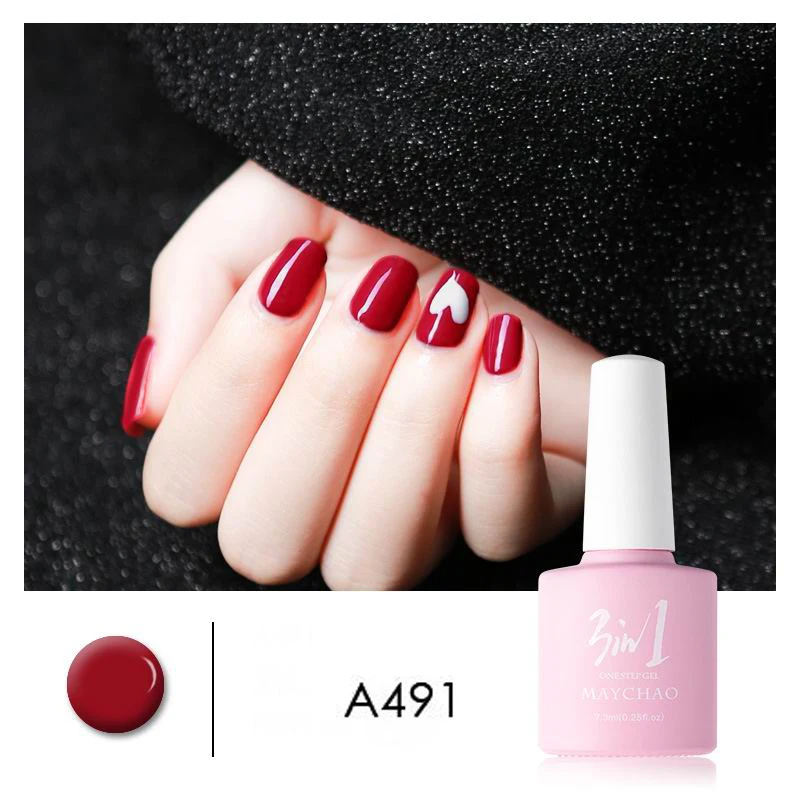 MAYCHAO 36colors 3 in 1 Gel Nail Polish UV LED Gel Varnish Soak Off Nail Lacquer For Autumn Winter Long-lasting - Цвет: A491