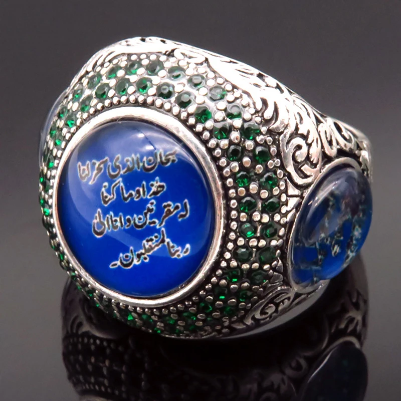 Хип-хоп большие камни из голубого полимера кольцо серебряного цвета резьба чемпионат кольцо для мужчин ювелирные аксессуары в стиле панк крутое мужское кольцо L3X806