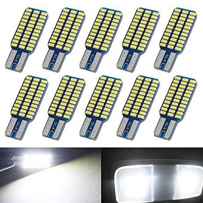 

10PCs Car Led T10 192 194 168 W5W LED Bulbs 33 SMD 3014 Tail Lights Dome Lamp White DC 12V Canbus Error Free Auto Accessories