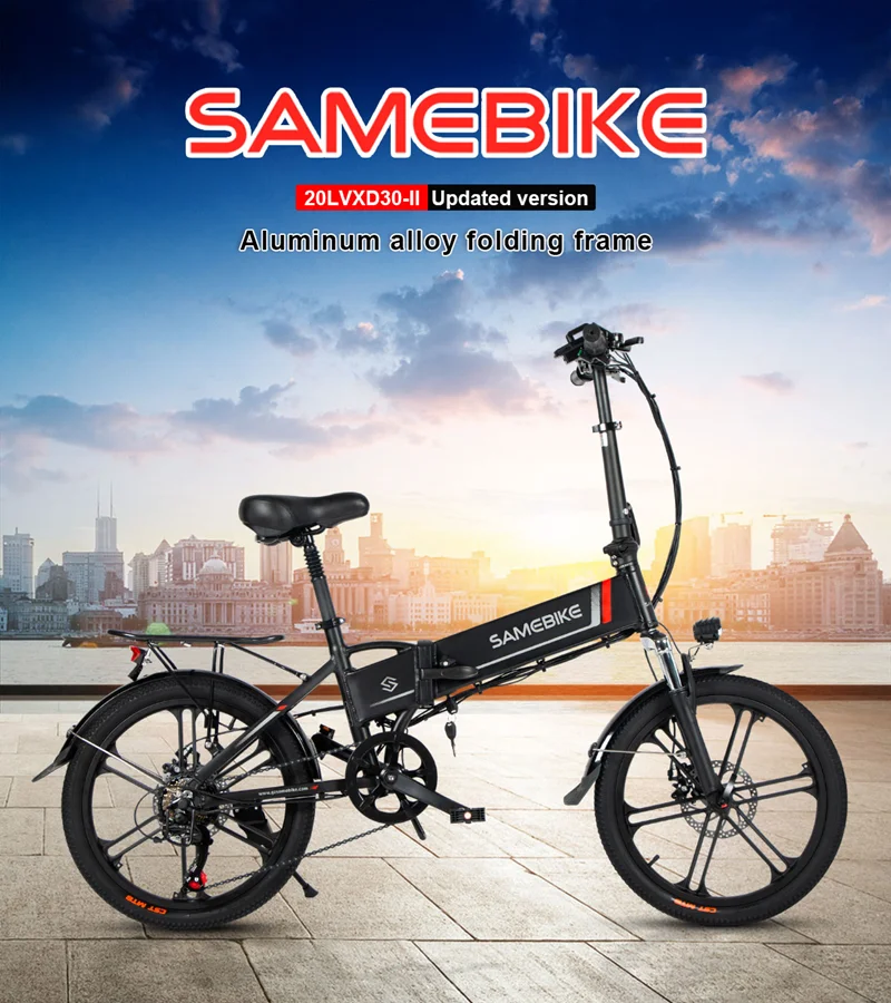 EU Stock Original SAMEBIKE 20LVXD30-II Electric Bicycle 20LVXD30-II 48V  10AH 350W Smart Foldable Electric Bike 20 inch E-Bike