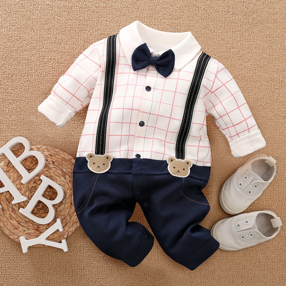 Cotton baby suit Malapina Newborn Baby Boy Rompers Summer Clothes Infant Short Sleeve Jumpsuit Overalls Outfit with Bow Tie Toddler Girl Clothing black baby bodysuits	 Baby Rompers