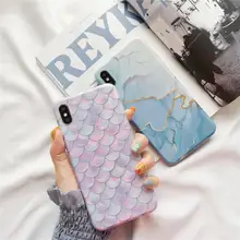 Fundas de teléfono de mármol de escala de pez de sueño nórdico de lujo para iPhone 11 Pro XR XS Max X 8 7 6 6S Plus suave IMD Retro púrpura contraportada