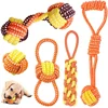 Dog Toy Interactive Chewing Rope Ball Toys Set Natural Cotton Washable Durable Tug of War for Small Medium Dogs Pet Supplies