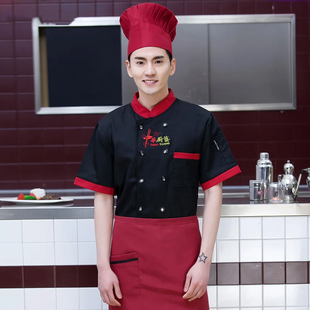 viaoli Printing Unisex Chef Uniform Food Service Cook Jacket Coat Solid Man Kitchen Restaurant Bakery Clothing Shirt