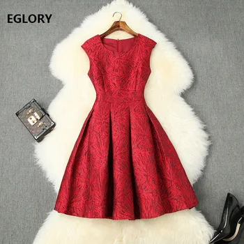 

Ball Gown Party Red Dress 2020 Spring Ladies O-Neck Vintage Jacquard Prints Sleeveless Party Princess Girl Dress Sweet Lolita