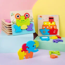 Maxrenard quebra cabeças de madeira das crianças 5 pçs quebra cabeça brinquedo 3d animais quebra cabeças de tráfego crianças cedo brinquedos educativos para presentes das crianças