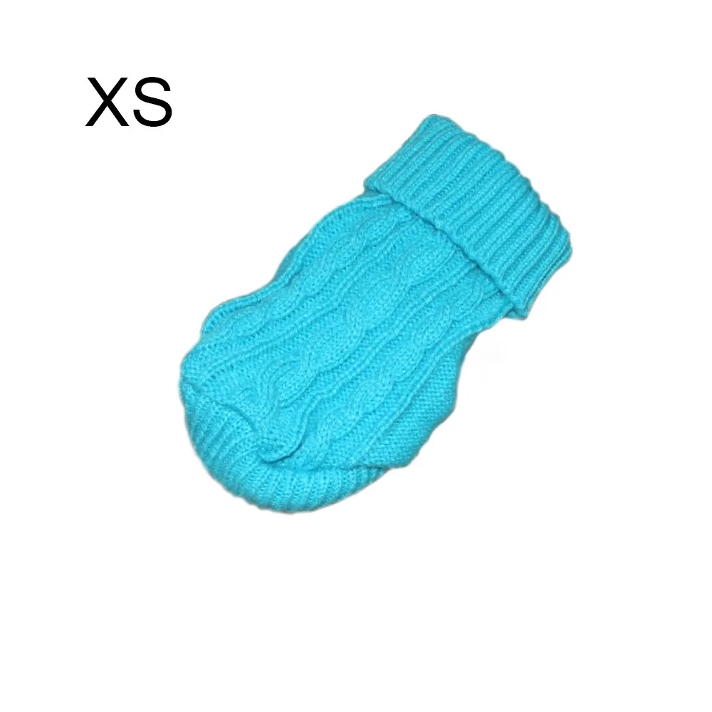 Pet Warm Knitted Jumper Solid Colors Cat Dog Three-dimensional Cross-knit Crochet Sweater Coat Jacket Clothes Pet Supplies - Цвет: BLUE