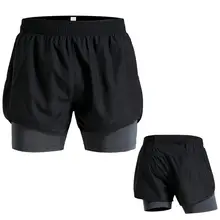 HobbyLane, черный, серый, спортивная одежда, мужские тканые шорты 2 в 1 для тренировок, с компрессионной подкладкой, для бега, фитнеса, йоги, упражнений