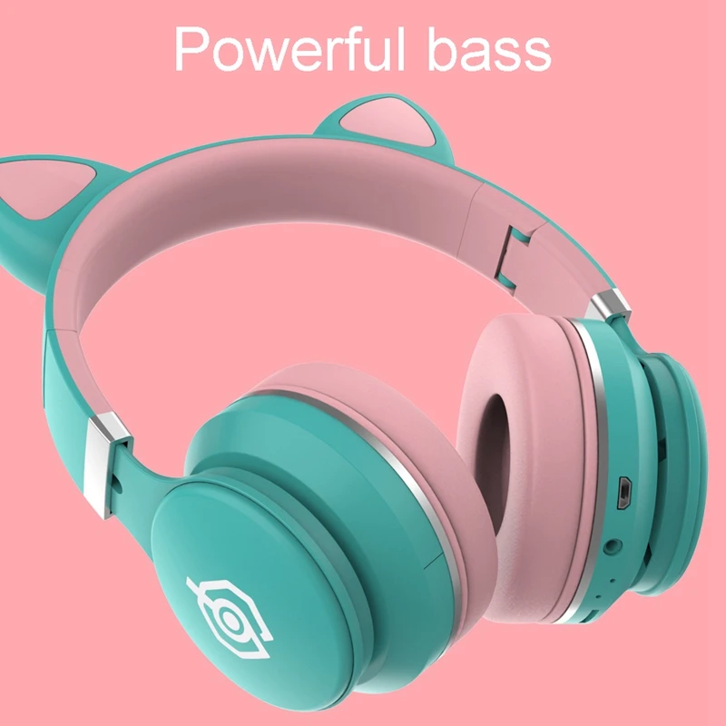 Bluetooth 5 0 Cat Ear Headphones LED Light Up Noise Cancelling Adults Kids Girl Headset Support TF Card