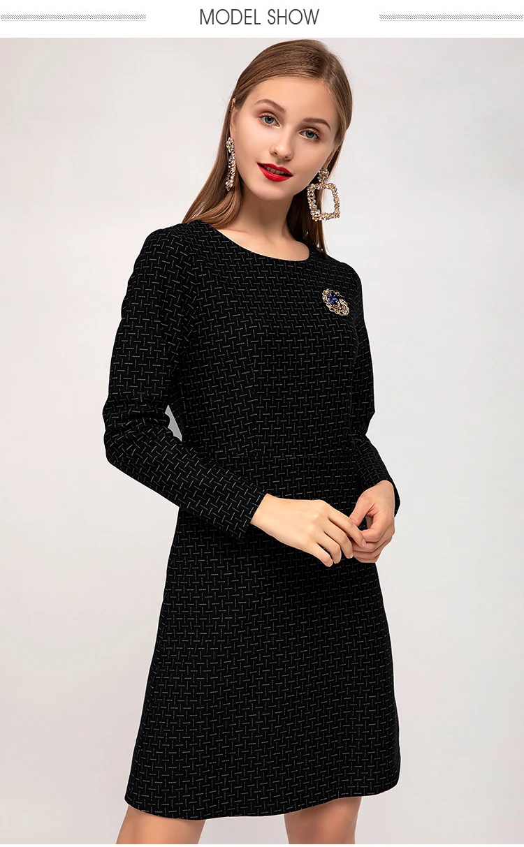 Женское платье в клетку, Осеннее, размера плюс 5xl-l, повседневное, синее, расшитое бисером, бриллиантами, с круглым вырезом, с длинным рукавом, весенние, офисные, вечерние платья, платье Vestidos
