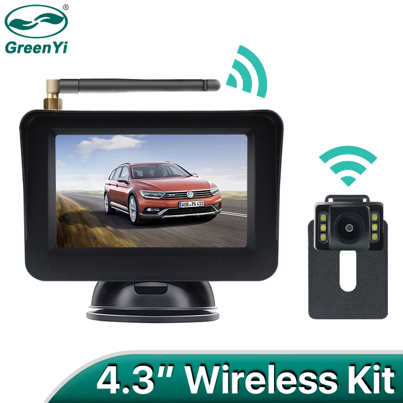 Greenyi 4.3 Inch Wireless Car Monitor Reverse Rear View Camera Driving