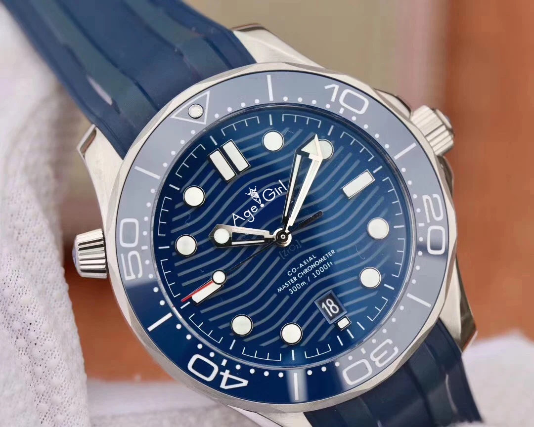 

Luxury Brand New Men Automatic Mechanical Watch Silver Black Blue Grey Canvas Rubber James Bond 007 Ceramic Bezel Sapphire AAA+