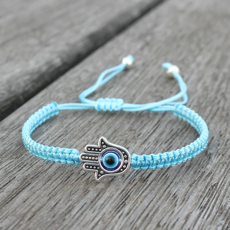 Bracelet Jewelry Handmade Adjustable Braided Rope Lucky Fatima Hamsa Hand Evil Eye Charm For Women Men Couple