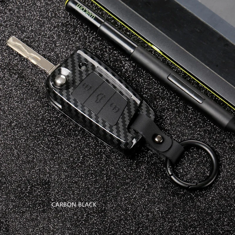 Copertura della cassa chiave in fibra di carbonio ABS adatta per Volkswagen Polo Golf 7 Tiguan per Skoda Octavia Kodiaq Karoq per SEAT Ateca Leon Ibiza 12 4