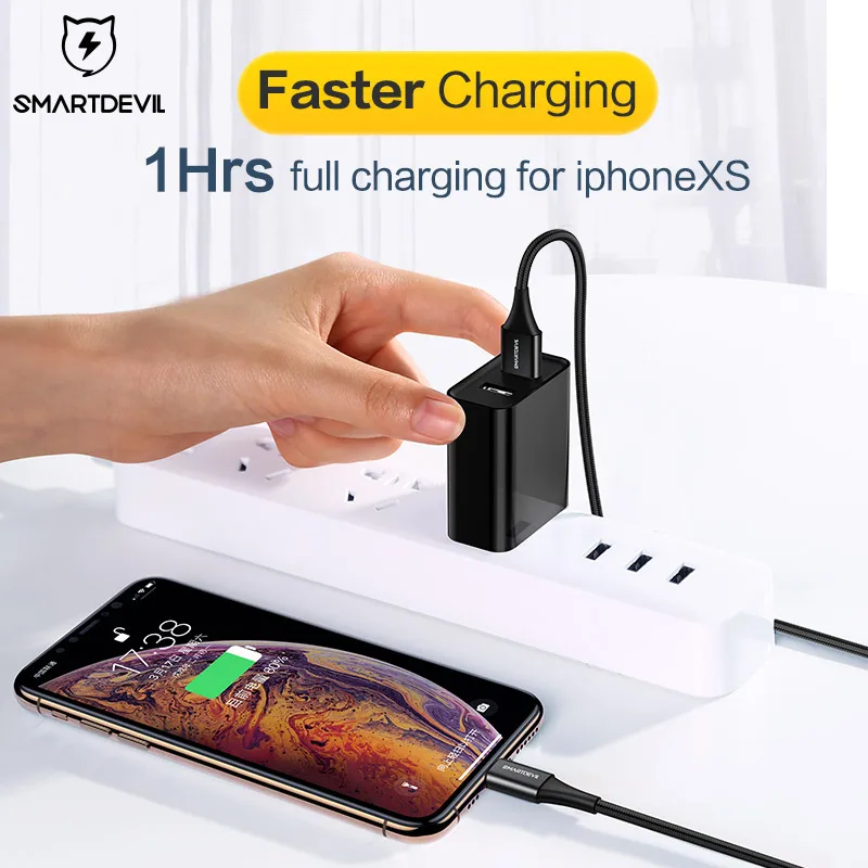 USB кабель SmartDevil MFi для iPhone 12 Pro Xs Max 7 8 Plus быстрая зарядка Apple Lightning передачи данных