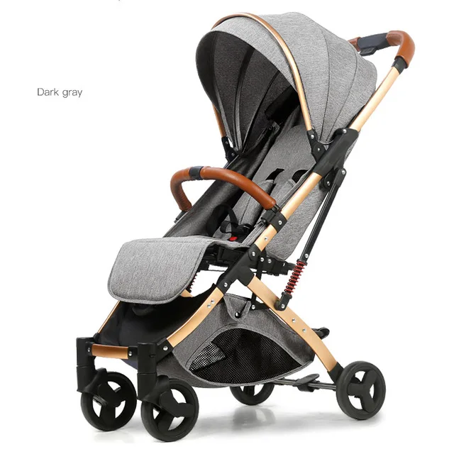 Light baby stroller delivery free ultra light newborn carriage folding can sit or lie suitable 4 seasons high demand - Color: dark grey 1