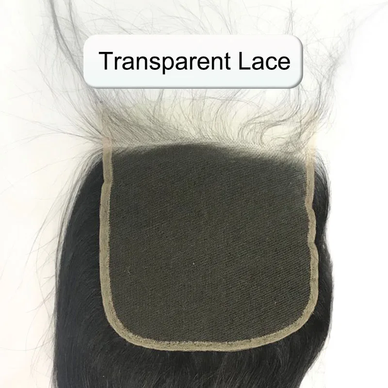 Transparent Lace Швейцарские HD прозрачные 4x4 кружева синтетическое закрытие прямые Remy бразильские человеческие Детские Волосы средняя часть натуральный цвет для черной женщины - Закрытие Цвет: Transparent Lace