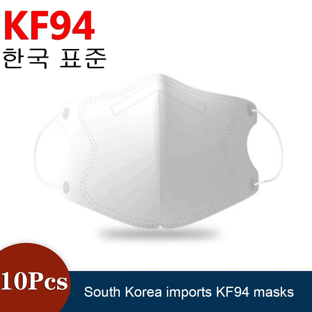 

10pcs KF94 Mask PM2.5 Dustproof Anti Haze Filter Mask Protective Face Mouth Mask Ati-bacteria DustProof Breathable Mask