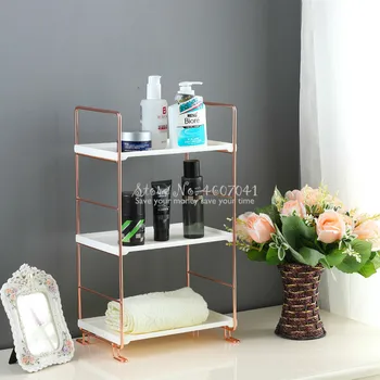 

Bathroom Copper-plated Rack Multifunction Metallic No Rust Bookcases Console Tables Kitchen Stackable Storage Rack Coffee Tables