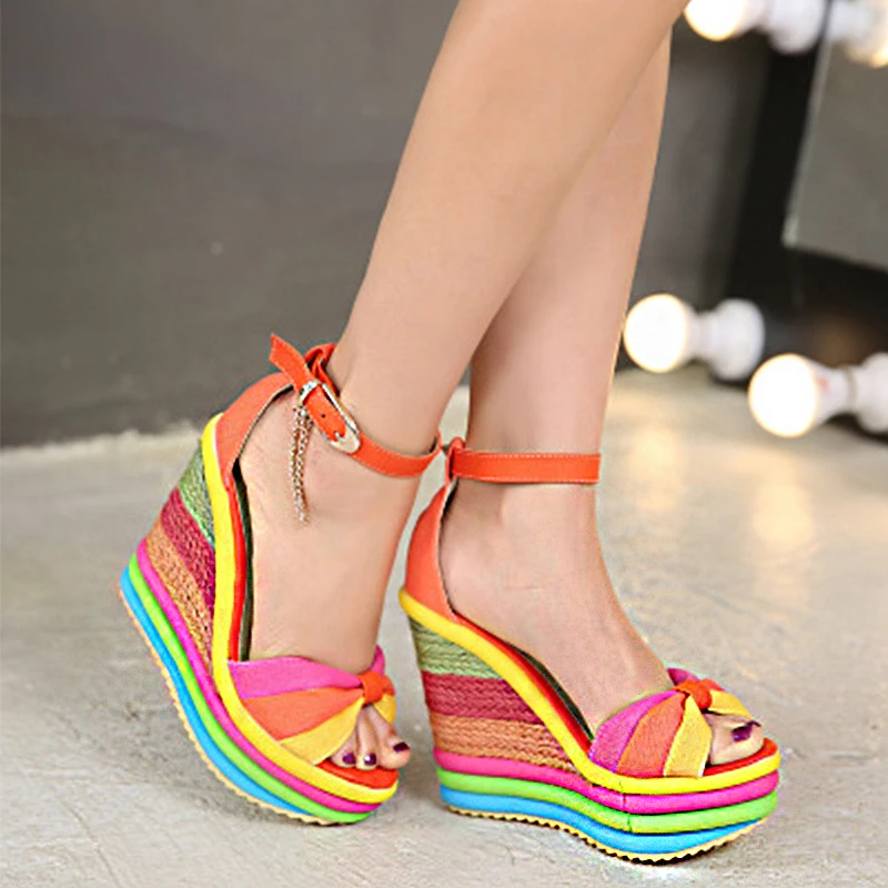 Women's Shoes 2022 Summer New Designer Sandals Colorful Platform Wedge
