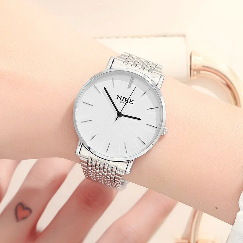 boy-white Top Brand MIKE Lovers' Couples Quartz Luxury Men Watch Women Valentine Gift Clock Watches Ladies Unisex 30m Waterproof Wristwatc - Color: boy-white