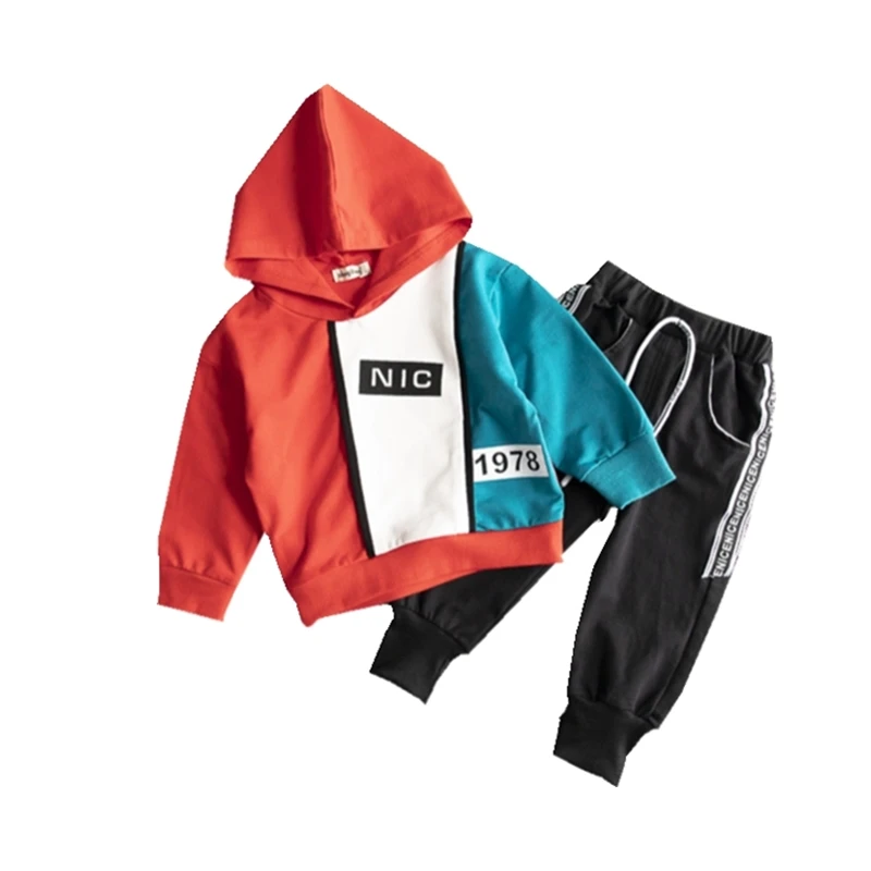 

New Spring Autumn Baby Girl Clothes Suit Children Boy Cotton Letter Hooded Pants 2Pcs/set Toddler Fashion Costume Kids Tracksuit
