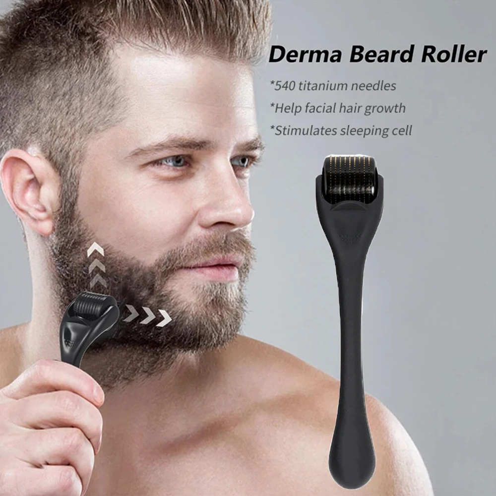 JAVEMAY DRS 540 Beard Derma Roller Titanium for Hair Growth Mesoroller Face Machine Skin Care Black Microniddle Needle Roller hair health mens derma roller for beard growth 0 5mm
