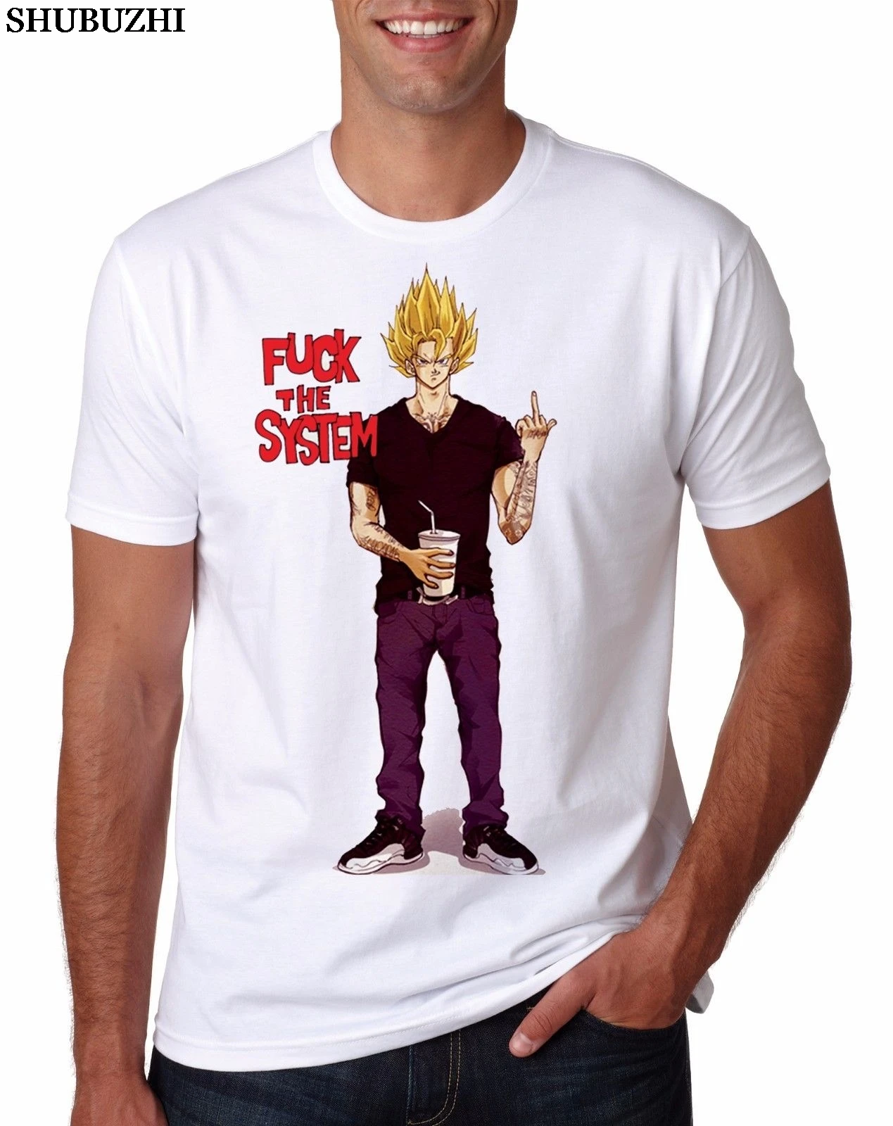 

Men Summer Short Sleeve Casual Adult T-Shirt Dbz The System Geek Politic Tees Top Dragon Ball Goku Sayain Vegeta Tops