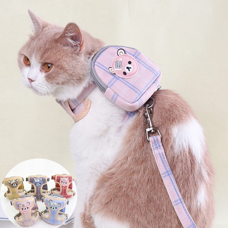 12mAnimalCatBagHarnessDetachableKittenSnackBackpackLeashDog