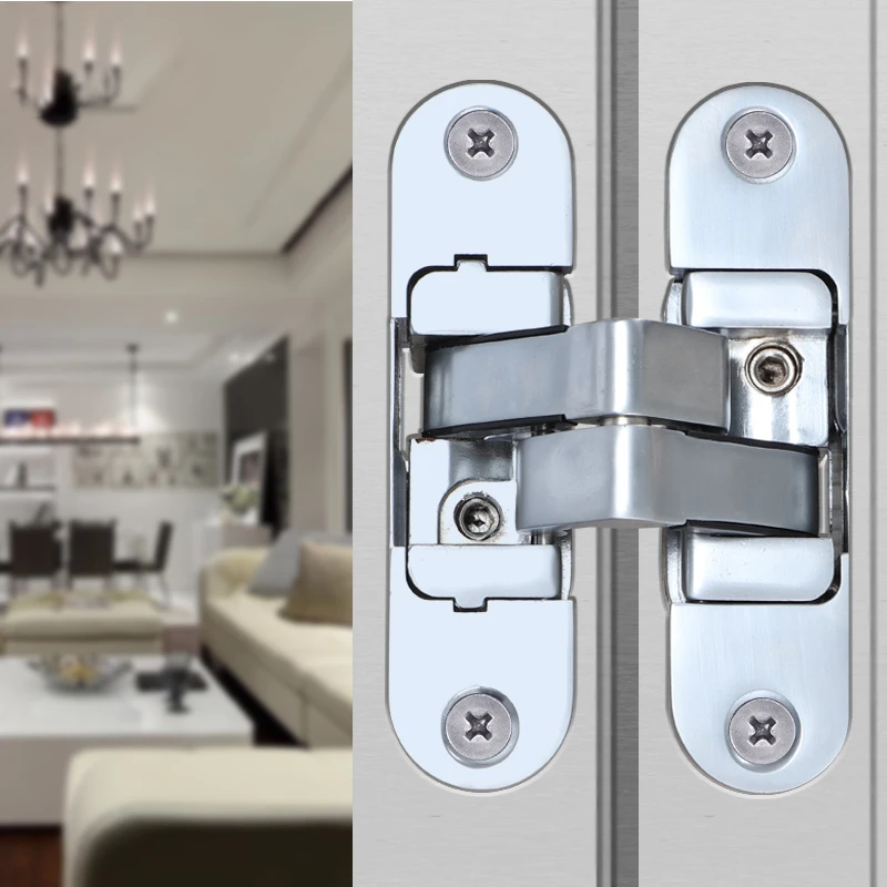 Three-dimensional adjustable invisible door hinge hidden solid wood door folding zinc alloy hidden cross hinge hardware fur door hinges