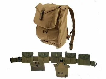 

WWII WW2 US ARMY M1 CARBINE EQUIPMENT FULL SET M1928 HAVERSACK CANTEEN BELT SOLDIER EQUIPMENT COLLECTION WAR REENACTMENTS