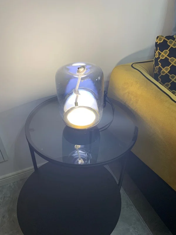 Скандинавские креативные дымовые серые стеклянные лампы для гостиной, Светодиодный настольный светильник, пеньковое украшение, железная спальня, освещение для Кабинета