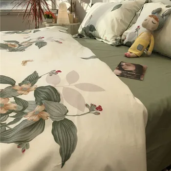 

2020 new pattern 100% cotton flower countryside fitted bed sheet bedding sheet pillowcase quilt cover duvet cover 4 pcs bed set