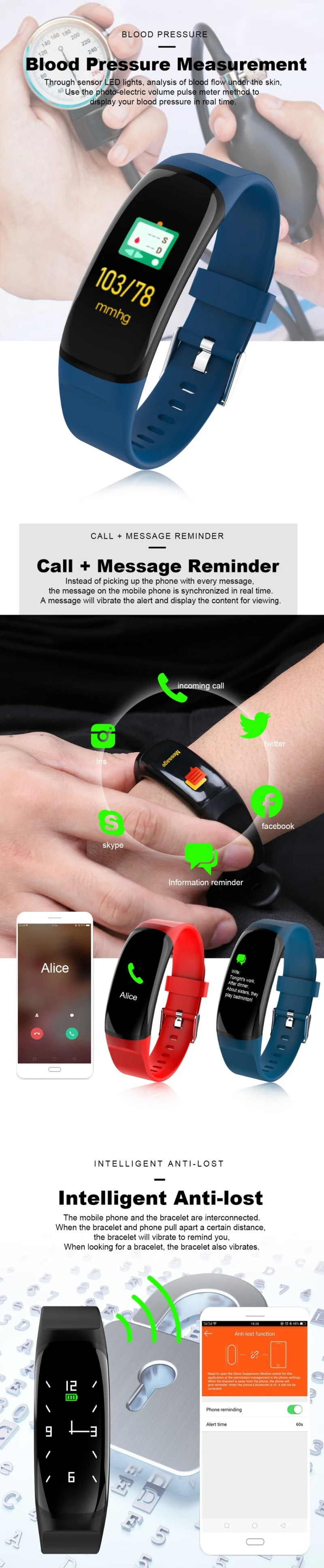 Pulseira de Fitness à Prova Inteligente Dbluetooth Água Bluetooth Freqüência Cardíaca Pressão Arterial Sono Esporte Rastreador Mk04 8 Pulseiras inteligentes