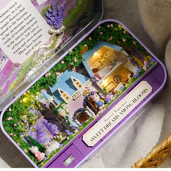 

Creative DIY 3D Wooden Miniature Scene Dollhouse Model Handmade Cottage Toy Wooden Model Box House Home Decoration Gifts for KId