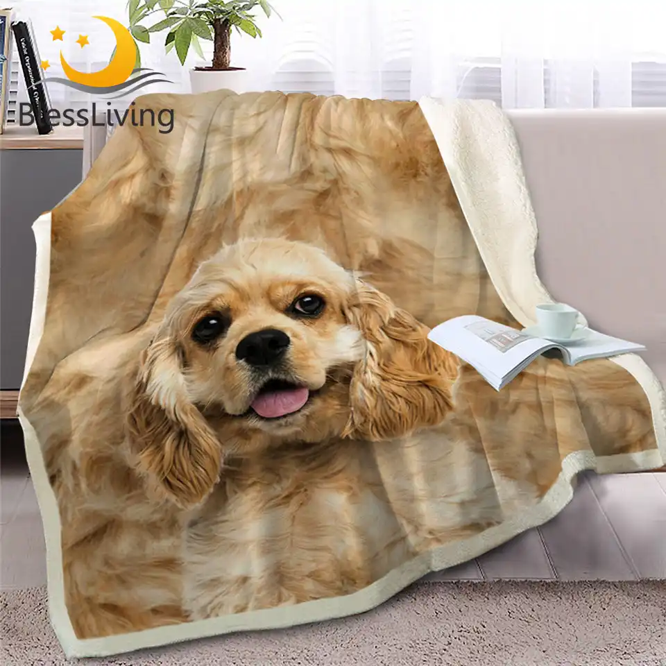 Blessliving Cocker Spaniel Inglese Sherpa Coperta Letto 3d Animale Cane Coperte E Plaid Coperta Morbido Peluche Di Biancheria Da Letto Copriletto 150x0 Dropship Coperte Aliexpress