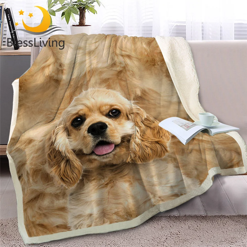 

BlessLiving Dog Sherpa Blanket for Bed 3D Animal Print Throw Blanket for Adult Soft Plush Bedspreads Bedding 150x200cm Dropship
