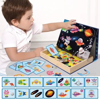 

NEW Multifunctional Wooden Magnetic Puzzle Toys Figure/Animals/ Vehicle /House Drawing Board Wood Educational Toys for Children