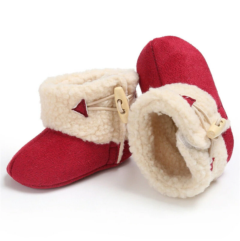 Теплые зимние сапоги для новорожденных девочек от 0 до 18 месяцев элегантная обувь с мехом на мягкой подошве для кроватки Милая простая Милая обувь