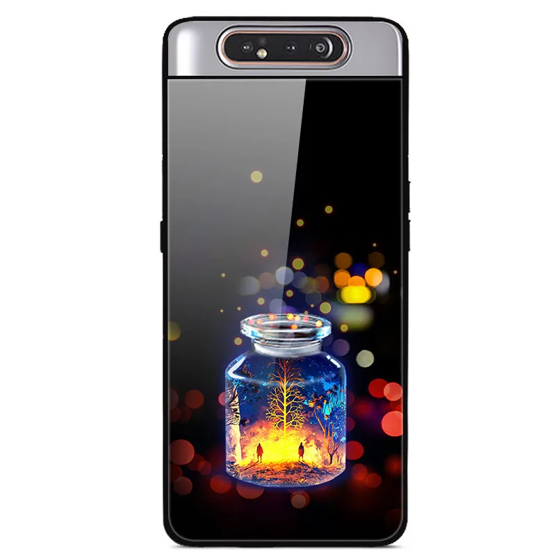 22 Чехол из закаленного стекла для samsung Galaxy A80, мягкий бампер с 3D принтом кота, чехол для телефона samsung Galaxy A80 A 80 - Цвет: 22