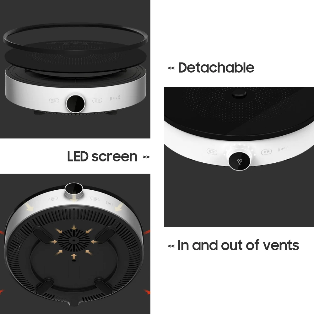 Mijia Electric Induction Cooker 2 Adjustable Heat 99Levels Flames Multifunctional OLED Screen Work with Mi Home APP induction cooker