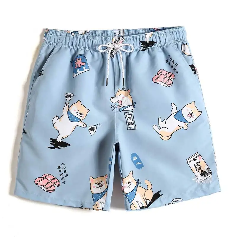 New Men’s Sexy Cartoon Cat Board shorts Floral fashion swimsuit liner Quick dry surfing joggers printed hawaiian bermudas mesh - Цвет: GMA2059