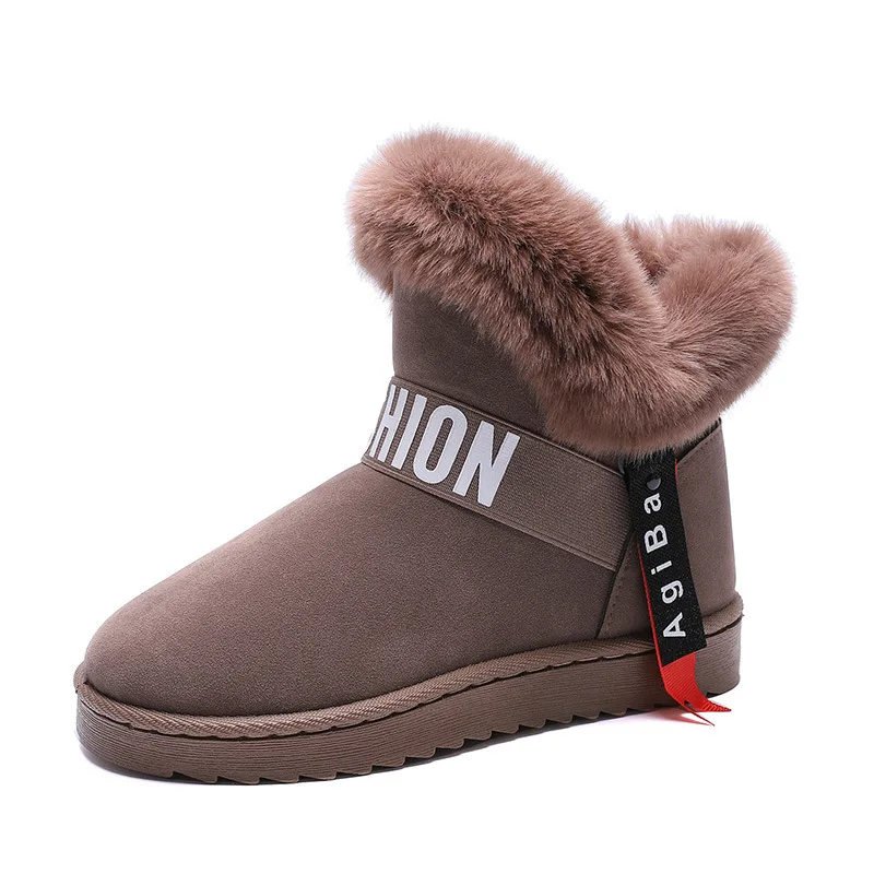 Khaki W-Explosion/уличные зимние ботинки женская зимняя новая Повседневная модная бархатная теплая плотная удобная обувь на низком каблуке с хлопковой подкладкой - Цвет: Khaki