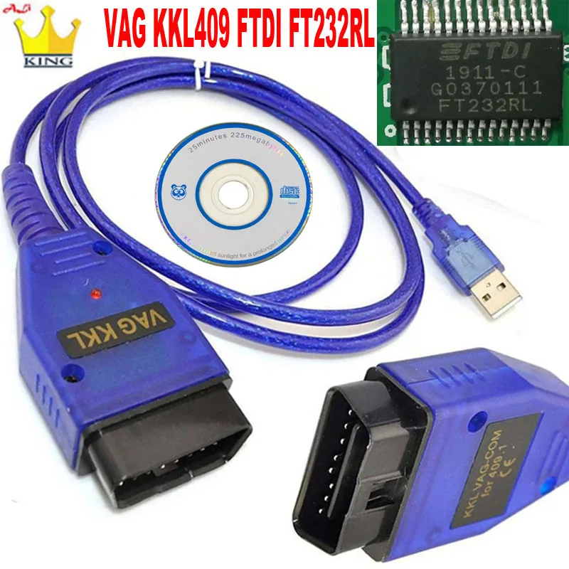 

NEW FTDI FT232RL Chip for V group 409 KKL chip OBD2 Auto Car Diagnostic Cable Car Ecu Scanner Tool 4 Way Switch USB Interface