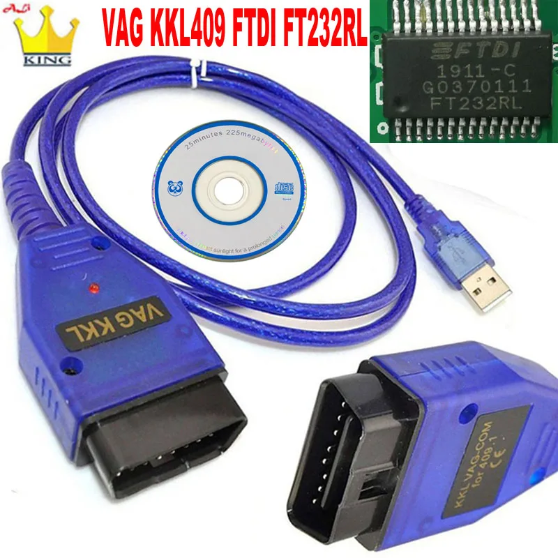 Новый чип FTDI FT232RL для V group 409 KKL OBD2 автомобильный диагностический кабель сканер