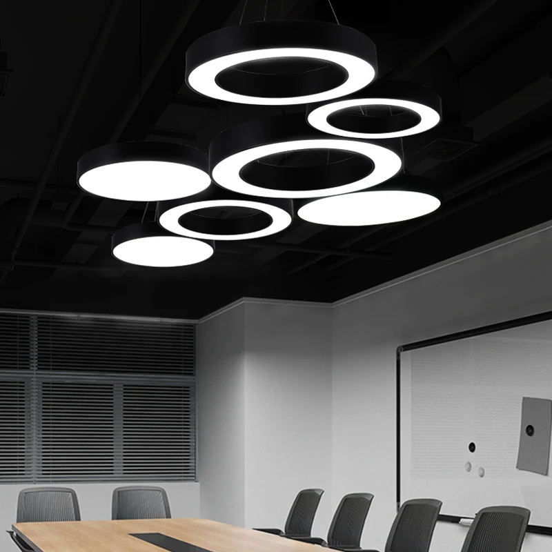 

Home office led pendant light Long Led strip panel light for study room Black Ceiling Hanging Light fixture Modern Pendant lamp