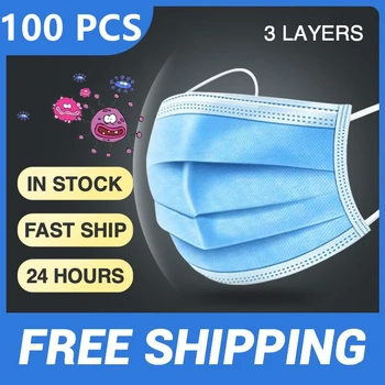 

Hot Sale 10/20/50/100 PCS 3 Layers Face Mouth Masks Non Woven Disposable Anti-Dust Earloops Masks Safety Protective Masks