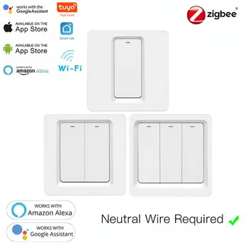 

Wifi Smart Light Switch TUYA Zigbee Touch Panel Voice Control Wireless Wall Switches Remote With Alexa Google Home 1/2/3Gang