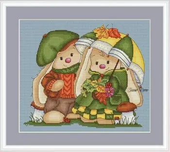 

t-MM Gold Collection Counted Cross Stitch Kit Cross stitch RS cotton with cross stitch Bonnie Rabbit - Autumn Lover Rabbit